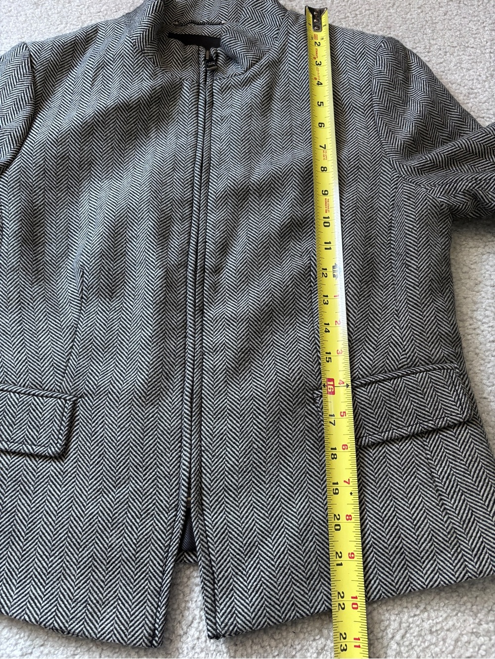 Banana Republic Gray Herringbone Wool Blend Blazer Belt/Bow Tie Career Jacket 6 - Picture 10 of 10